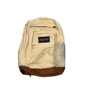 JanSport Cool Student 2 Section School Backpack Cream Brown